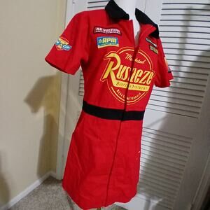 Disney Pixar Cars LIGHTNING McQUEEN logo costume dress sz MED full Zip Rust-Eze